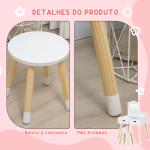 Toucador Infantil de Madeira com Banco Espelho e 2 Gavetas Brinquedo Educativo para Crianças de 3 - 6 Anos 60x40x95cm Branco