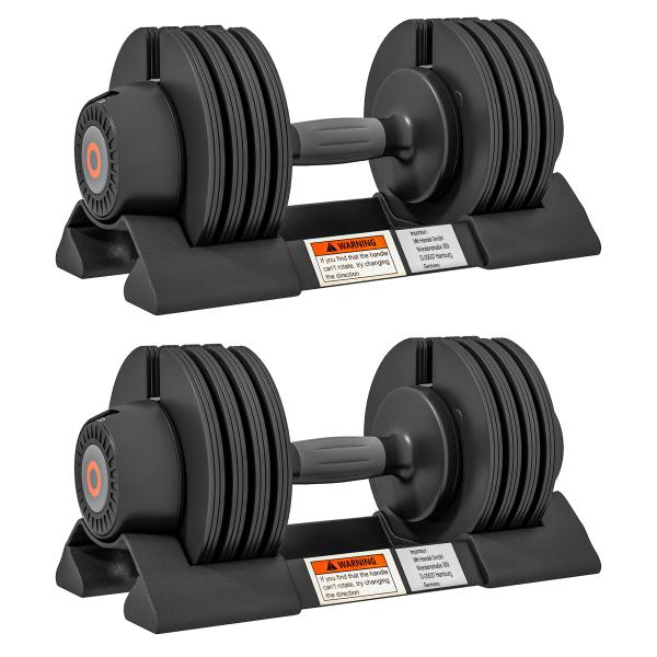 Halteres Ajustáveis 4 em 1 2x10 kg com Ajuste Rápido do Peso, Base de Armazenamento e Pega Antiderrapante para Treino em Casa