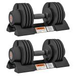 Halteres Ajustáveis 4 em 1 2x10 kg com Ajuste Rápido do Peso, Base de Armazenamento e Pega Antiderrapante para Treino em Casa