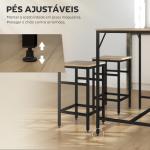 Conjunto de Mesa de Bar com 4 Bancos com Apoio para os Pés Conjunto de Móveis de 5 Peças Mesa de 100x60x88cm e Bancos de 32x32x57cm para Sala de Jantar Cozinha Preto e Carvalho