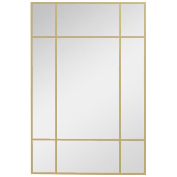 Espelho de Parede Retangular 90x60 cm com Moldura de Metal Espelho Decorativo para Sala Quarto Entrada Dourado