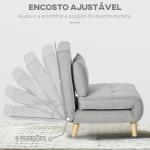 Poltrona 2 em 1 Sofá Cama Individual Dobrável com Encosto Ajustável e Almofada Carga 150 kg 72x78x79 cm Cinza