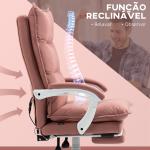 Cadeira de Escritório com 6 Pontos de Massagem e 5 Modos Reclinável com Função de Aquecimento 66x74x114 - 121,5 cm Rosa