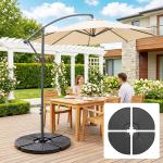 Base para Chapéu de Sol de 4 Peças Recarregável com Areia 68 kg ou Água 52 kg para Jardim Pátio ou Terraço Preto