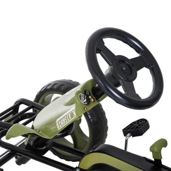 Go - Kart a pedais para crianças acima de 3 anos com freio embreagem assento ajustável máx. 35 kg 105x54x61cm Verde