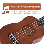 Ukelele de 21 Polegadas para Iniciantes com cordas de nylon 53x17.5x6.2cm marrom