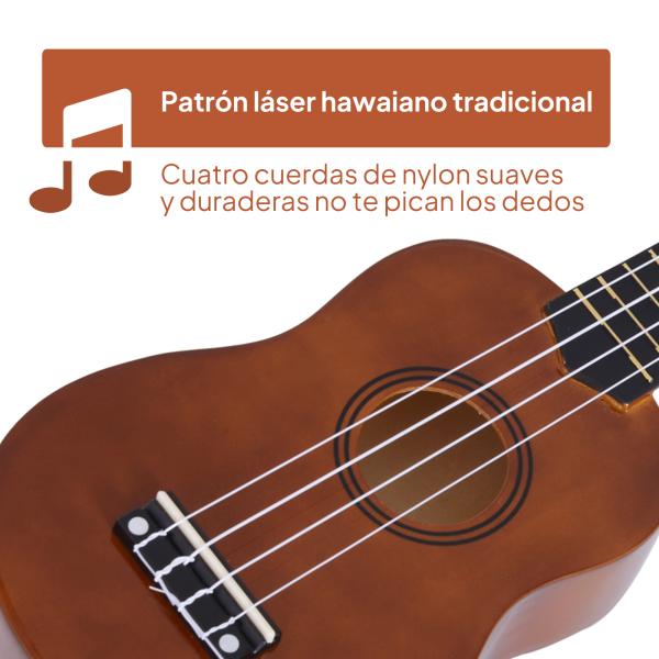 Ukelele de 21 Polegadas para Iniciantes com cordas de nylon 53x17.5x6.2cm marrom