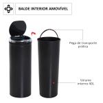 Balde do Lixo Automático 50L com Tampa de Fecho Suave e Silencioso Corpo em Aço Inoxidável Preto