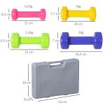 Jogo de 8 Halteres Hexagonais 4 Pares 2kg 1,5kg 1kg 0,5kg com Revestimento Pesos para Exercícios em Casa Academia Aço Multicolor