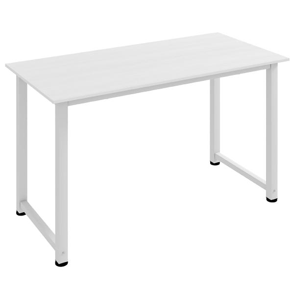 Secretária Moderna Mesa de Estudo com Estrutura de Aço e Pés Ajustáveis Mesa de Computador 120x60x76 cm Branco