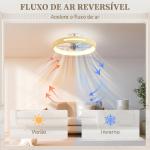Ventilador de Teto com Luz LED 40 W Motor DC Reversível Comando 6 Velocidades 3 Cores Temporizador Madeira
