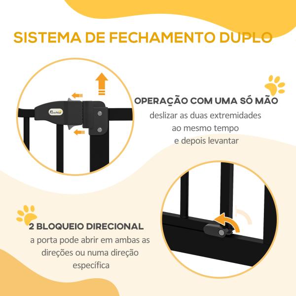 Barreira de Segurança para Cães com Largura Ajustável 74 - 100 cm e Extensões para Escadas e Portas Preto