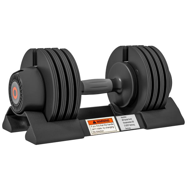 Conjunto de Pesos Ajustável de 10 kg com Ajuste Rápido de Peso com Base de Armazenamento e Pega Antiderrapante 33xØ16 cm Preto