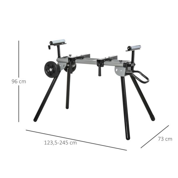 Suporte universal para serra de esquadria dobrável com distância de trabalho ajustável 123,5 - 245x73x96 cm Preto