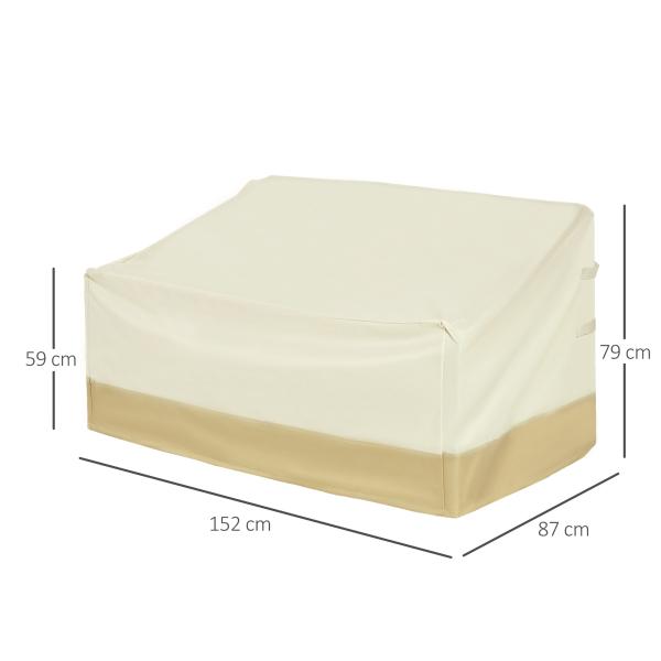 Capa Protetora para Móveis de Jardim 152x87x59 - 79 cm com Tecido Oxford 600D Impermeável e Fivela Bege e Creme
