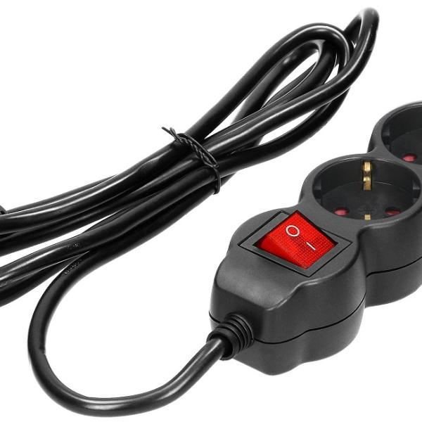 Extensão Tripla c/ Interruptor (5 mts) - Preto
