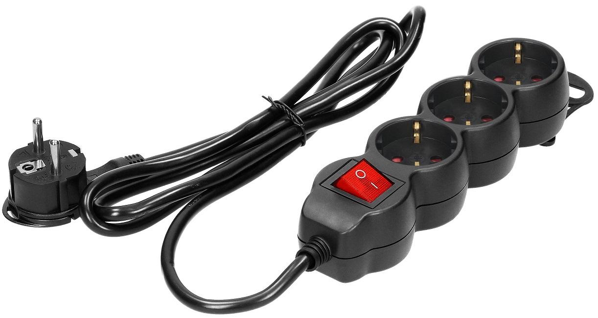 Extensão Tripla c/ Interruptor (5 mts) - Preto