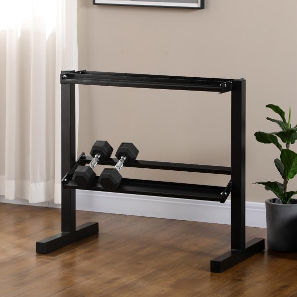Suporte para Halteres de 2 Níveis Suporte de Armazenamento para Halteres 92,5x50,5x80,5 cm Preto
