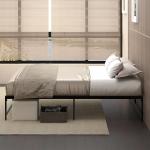Estrutura de Cama Dupla de Metal para Colchão 137/135x190 cm com Pés de 31 cm Estrutura de Cama de Casal 141,5x195x35cm Preto