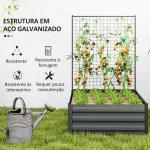 Caixa de Plantio de Aço Galvanizado com Treliça para Plantas Trepadeiras e Fundo Aberto 80x115x125 cm Cinza Escuro
