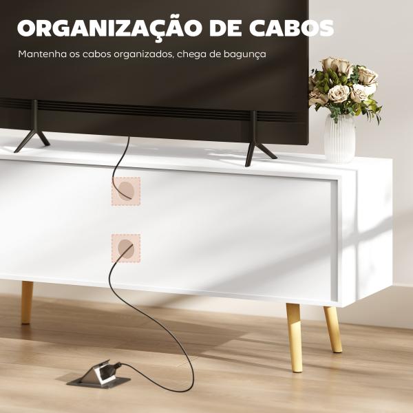 Móvel de TV para Televisores de até 55 Polegadas com 2 Portas 2 Prateleiras de Armazenamento 120x34x50cm Branco
