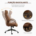 Cadeira de Escritório Ergonômica Giratória com Altura Ajustável Apoio para a Cabeça Apoio para o Braço e Encosto Acolchoado 61,5x52,5x118 - 126 cm Castanho