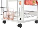 Carrinho de cozinha de 5 níveis com gaveta Cestas Rodas 47x37x83 Branco
