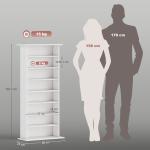 Estante Estreita para CDs e DVDs com 8 Compartimentos Prateleiras Ajustáveis 58x24x126,3 cm Branco