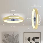 Ventilador de Teto com Luz LED 40 W Motor DC Reversível Comando 6 Velocidades 3 Cores Temporizador Madeira
