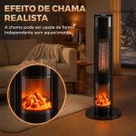 Aquecedor Elétrico Cerâmico PTC 2000W com 5 Modos, App Wi‑Fi, Chama 3D, Comando e Proteção contra Sobreaquecimento - Preto