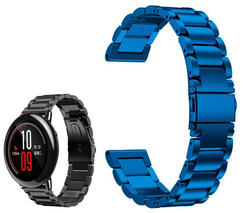 Correia Met. Elos (Azul) p/ Xiaomi Amazfit Pace/Stratos/Stratos2S/GTR 47mm/Ticwatch/Huawei/Sams