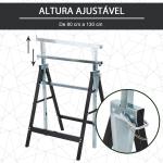 Conjunto de 2 Cavaletes Telescópicos Dobráveis com Altura Ajustável Cavaletes de Serra de Aço para Mesa de Trabalho Carga 200kg 68x58x80 - 130cm Preto