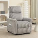 Poltrona Relax Reclinável Manual Estofada em Veludo com Apoio para Pés 73x86x100 cm Cinzento