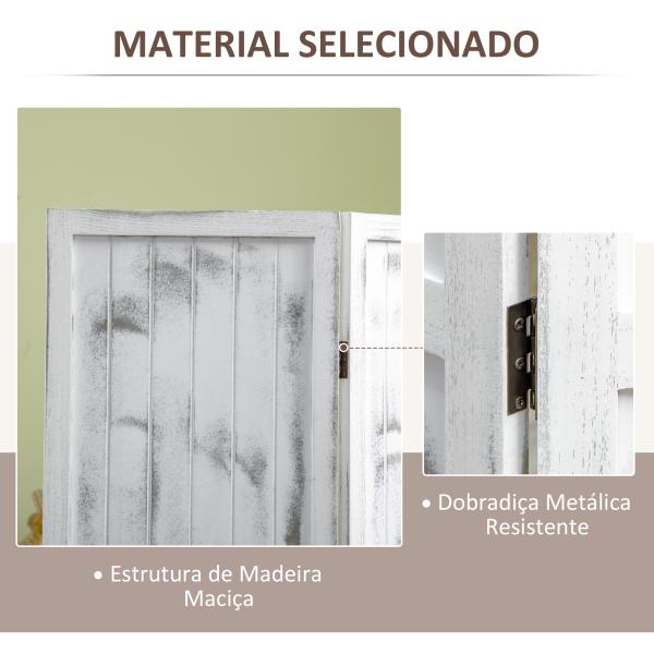 Biombo Dobrável de 4 Painéis Separador de Ambientes Elegante para Dormitórios Sala de Estar 160,5x170cm Branco Rústico