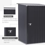 Abrigo de Jardim 0,92 m² 100x103x160cm de Aço Galvanizado com Porta Fechadura e Teto Inclinado para Armazenamento de Ferramentas Cinza Escuro