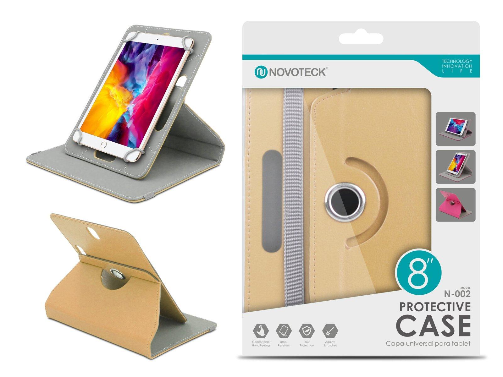 Capa Protetora Universal Dourado para Tablet de 8'' - N-002 - Confortável, Resistente a Quedas e com Suporte Ajustável