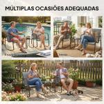 Conjunto de Jardim de 3 Peças com 2 Cadeiras de Balanço e Mesa com Tampo de Vidro e Estrutura de Aço para Pátio, Cinza