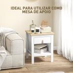 Mesa de Cabeceira Moderna Mesa de Cabeceira com 1 Gaveta Compartimento Aberto Puxador de PU 45x40x55 cm Branco