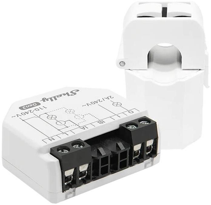 Módulo Medidor de Consumo Duplo p/ Automação c/ Pinça de 50A - Shelly EM Gen3 + 50A CT