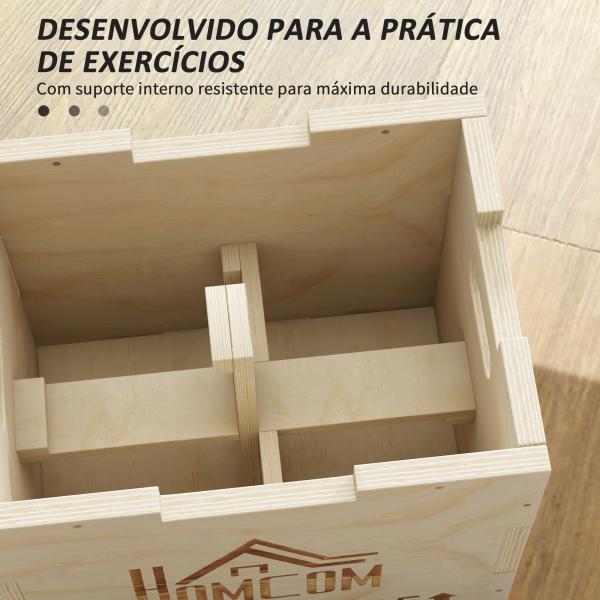 Caixa Pliométrica de Madeira 3 em 1 Plataforma de Caixa Pliométrica com 3 Alturas Diferentes 2 Pegas Treino de Salto Força 40,5x35,5x30,5 cm Madeira
