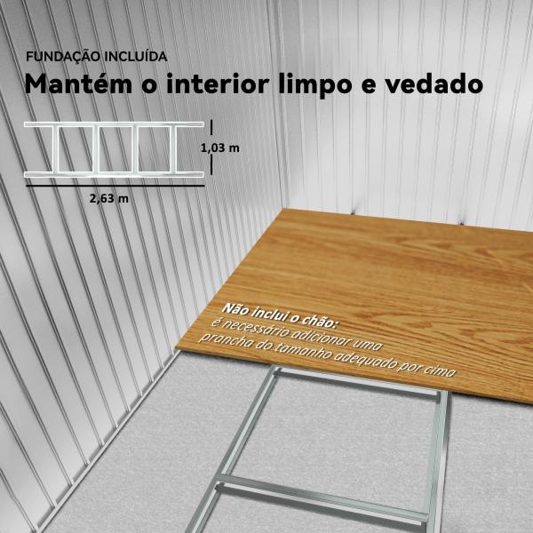 Abrigo de Jardim Exterior 4,83 m² 277x195x192 cm Abrigo e Jardim Metálico para Armazenamento de Ferramentas com Base Incluída e 4 Janelas Castanho