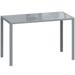 Mesa de Refeição de Cristal Mesa Retangular para 4 - 6 pessoas com Pés de Metal Multifuncional 120x60x75 cm Cinza