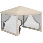 Tenda Dobrável 3x3 para Exterior com Mosquiteiras Bolsa de Transporte Estrutura de Aço e Tecido Oxford Resistente Bege