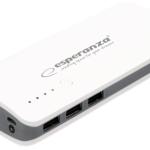 PowerBank Radium 10000mAh 3x USB - A (Branco/Cinza) - ESPERANZA