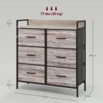 Cómoda com 6 Gavetas Dobráveis de Tecido Estrutura de Aço e Estilo Industrial 79x29x85 cm Cinzento