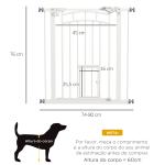 Barreira de Segurança para Cães 74 - 80 cm Porta de Segurança para Animais com Montagem a Pressão e Duplo Bloqueio Branco