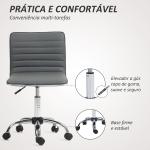 Cadeira de Escritório sem Apoio para os Braços Cadeira de Escritório Giratória com Altura Ajustável 48x52x78 - 90 cm Cinza