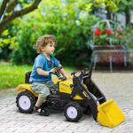 Trator a Pedal para Crianças acima de 3 Anos Trator Escavadora Infantil com Pá Dianteira 114x41x52 cm Amarelo e Preto