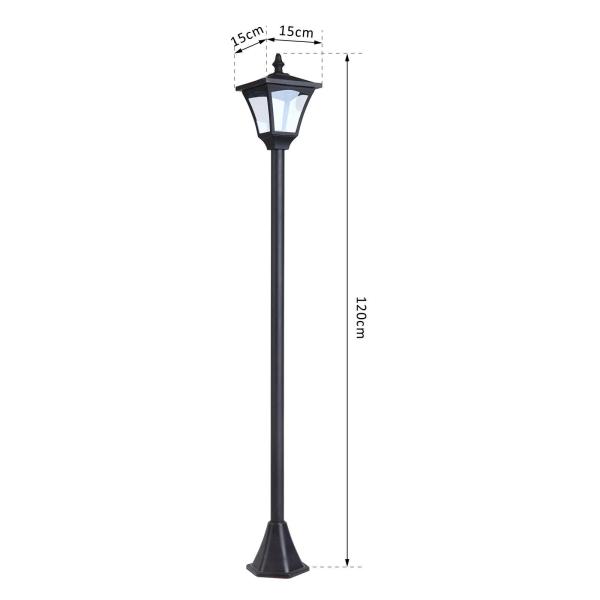 Candeeiro Solar de Jardim com Proteção IP44 Luzes LED para Exterior Pátio Varanda 15x15x120 cm Preto