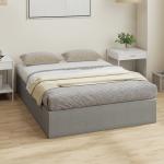Cama de Casal 140x190 cm com Arrumação Elevatória, Estrutura com Estrado Estofada em Linho Cinzento
